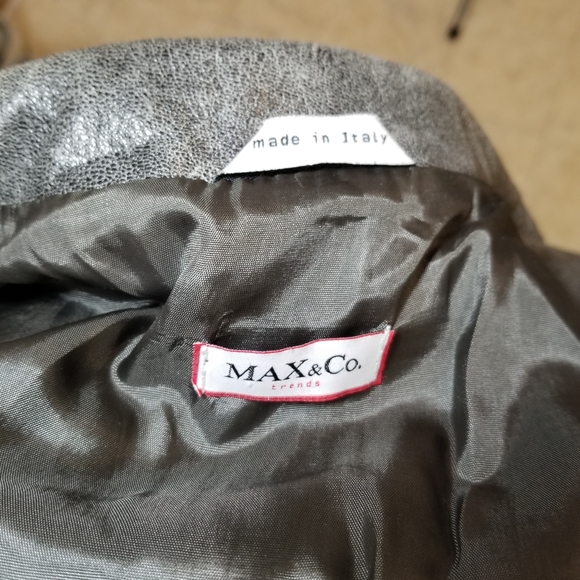 Max&Co., Italian, Lambskin Leather, Moto Jacket, Gray - Picture 7 of 8